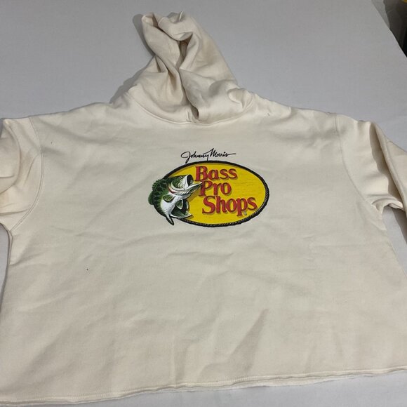 Johnny Morris Bass Pro Shops Cropped Hoodie L/G Beige 60% Cotton 40% Polyester W - Picture 4 of 8